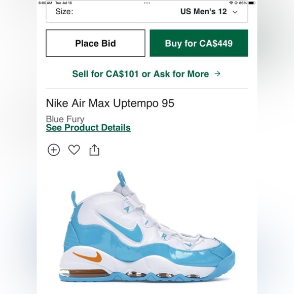 Nike Air Max Uptempo 95 Blue Fury - Picture 8 of 8